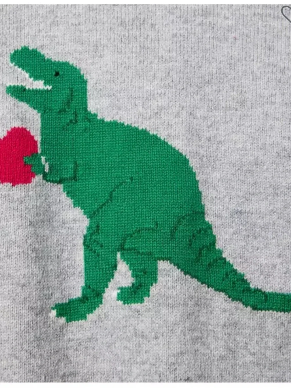 Janie and Jack Kids Grey Dinosaur Heart Sweater